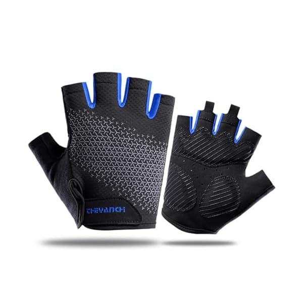 【送料無料】サイクルグローブ 夏用 指切り 自転車手袋 衝撃吸収 通気性 耐磨耗性 速乾性 滑り止め ロードバイク サイクリンググローブ 男女兼用 ブラックブルー L