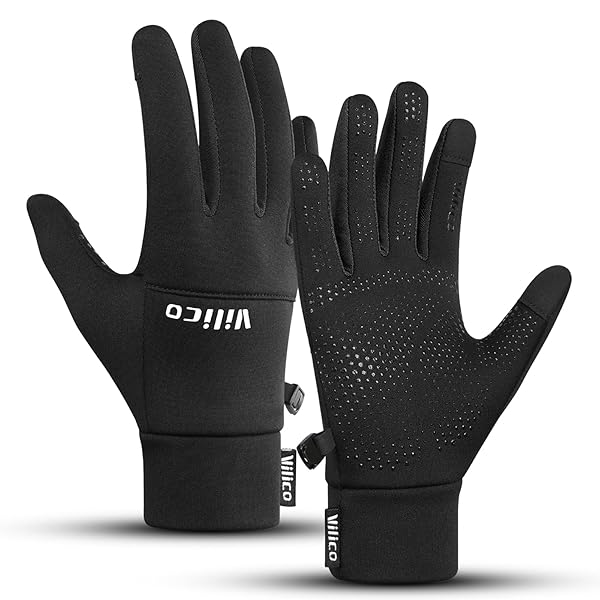【送料無料】手袋 メンズ バイク グローブ 冬 【2指タッチパネル・防寒時期に理想的な手袋】 防寒 防風 裏起毛 タッチパネル対応 滑り止めシリコン 紛失防止結び付け ランニング 自転車 バイク 登山 通勤 通学 (M,ブラック)
