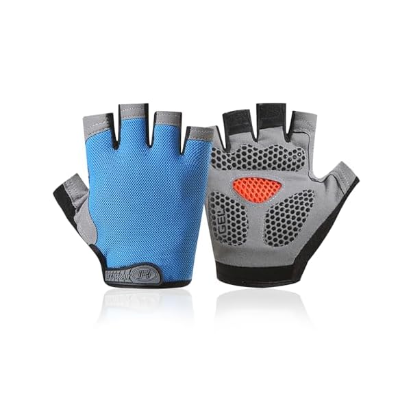 【送料無料】サイクルグローブ 夏 自転車 手袋 指なし 指切り(パッド衝撃吸収/メッシュ通気性/3D立体/耐磨耗性/滑り止め) サイクリンググローブ ロードバイク 伸縮性 メンズ レディース 男女兼用 (ブルー, L)