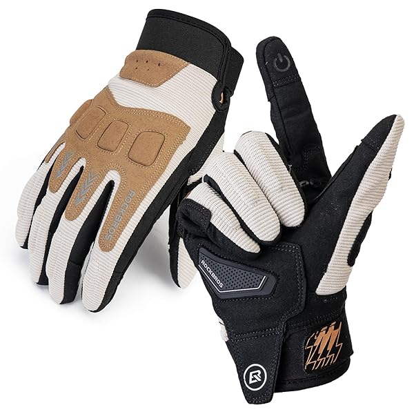 【送料無料】バイク グローブ 春 夏 バイク手袋 プロテクター スマホ対応 メッシュ 通気性 耐衝撃 滑り止め バイクグローブ 自転車 アウトドア オートバイ レーシング オフロード メンズ レディース (ホワイトブラウン L)