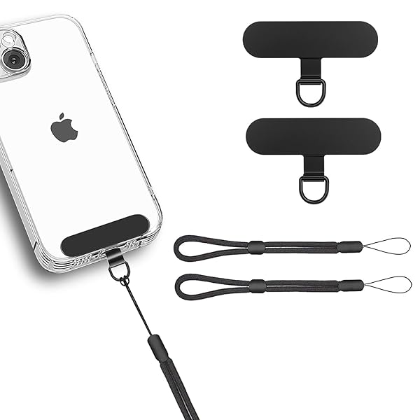 【送料無料】ストラップホルダー 頑丈 薄型 金属ステンレス製 2枚 ハンドストラップ 携帯ストラップ スマホストラップ 落下防止 紛失防止 スマホショルダー 全機種対応 (ブラック)