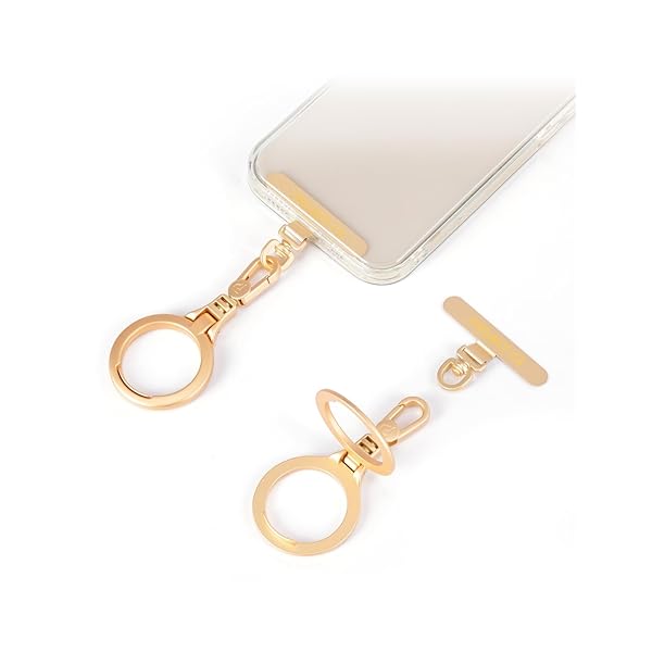 【送料無料】スマホストラップホルダー リングストラップ スマホスタンド 回転 カラビナ 金属 薄型 全機種対応 落下防止 丈夫 盗難防止 頑丈(ゴールド-T)