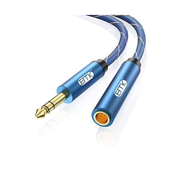 【送料無料】6.35mm 延長ケーブル 標準プラグ(1/4 inch) 6.35mm オス to 6.35mm メス TRS ステレオオーディオケーブル ギター、ピアノキーボード、アンプ、音響に適しています (0.3M)