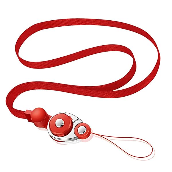 【送料無料】ネックストラップ 首掛け スマホ ストラップ 吊下げひも スマホ ショルダーストラップ 忘れ物防止 携帯ストラップ 脱着式 ブラック (レッド)