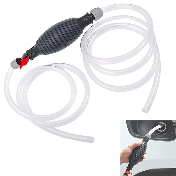 【送料無料】手動ポンプ ガソリン抜き取りポンプ 【2025年アップグレード】【3mホース付き】内径14mm/外径16mm 燃料移送用 車両メンテナンスツール (自動車/バイク/トラクター/船舶対応) ゴム球加圧式 水槽交換簡単 オイルチェンジャー 燃