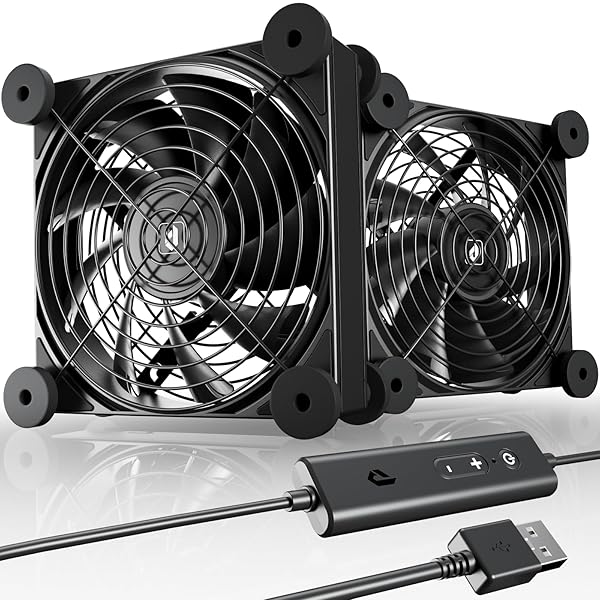 【送料無料】upHere USB冷却ファン 12cm 静音 強力 2連 5V USB換気扇 ミニファン 小型扇風機 送風機 冷却クーラー 4段階風量調節 車中泊/PS4/ルーター/ミニPCなど 薄型【U3UK2】