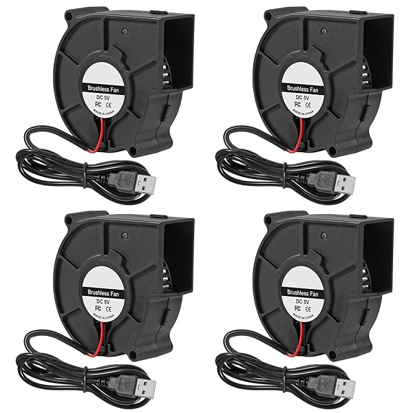 【送料無料】4個 75x30mm ブロワー冷却ファン タービン遠心ファン 5V ブラシレスUSBファンスリーブベア..
