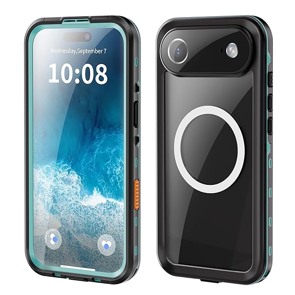 【送料無料】iPhone17 Air 対応 ケース 完全防水 Magsafe対応 ストラップ付き 防水ケース カバー クリア 透明 アイフォン17 Air 用 全面カバー 頑丈 耐衝撃 両面ケース 液晶画面保護 アウトドア,ブルー