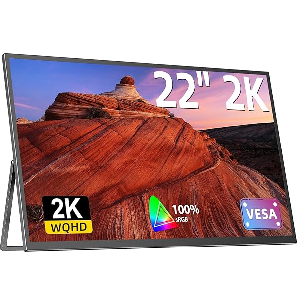 【送料無料】モバイルモニター 22インチ モバイルディスプレイ 2K 持ち運びモニター VESA対応 ポータブルモニタ 非光沢 ゲーミングモニタ 大型 サブモニタ 自立型 IPS液晶パネル USB Type-C/Mini HDMI端末/Micro U