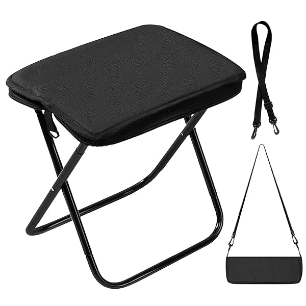 【送料無料】【2025Newモデル】折りたたみ椅子 軽量 コンパクト アルミ合金 ショルダー付き 持ち運び便利 収納袋一体型 携帯チェア キャンプ 椅子 日本語説明書付き アウトドア 釣り 登山（ブラック）