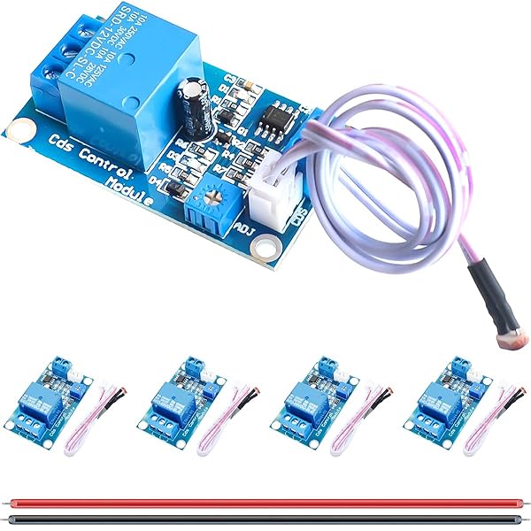 【送料無料】5PCS フォトレジスター モジュール 12V ライト自動制御リレー モジュール XH-M131 検出センサー リレー モジュール 24AWG ワイヤーが付いている自動ライト制御スイッチ