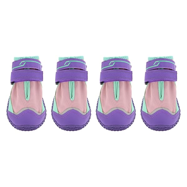 【送料無料】犬用靴 犬靴 犬用ブーツ 犬用シューズ 肉球保護 防水 滑り止め 足保護具 中型犬 大型犬 お散歩 4個入り 紫 8（幅7cm）35～40kg