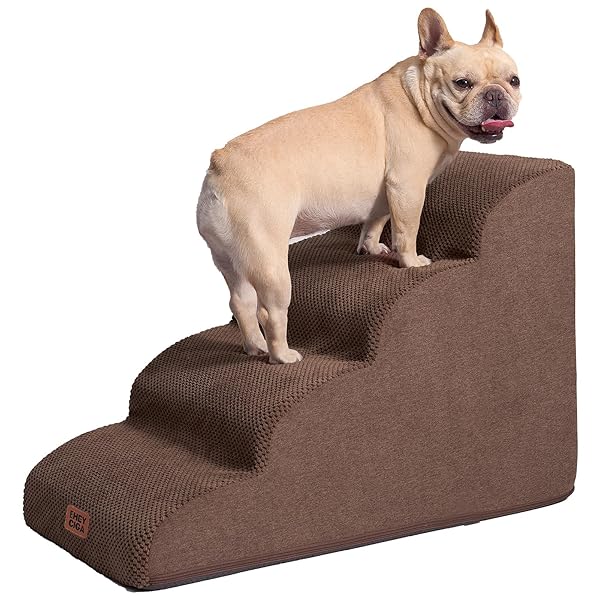 【送料無料】犬階段 4段 ブラウン ドッグステップ ペット階段 滑り止め付き 洗える カバー取り外し（4段，ブラウン）