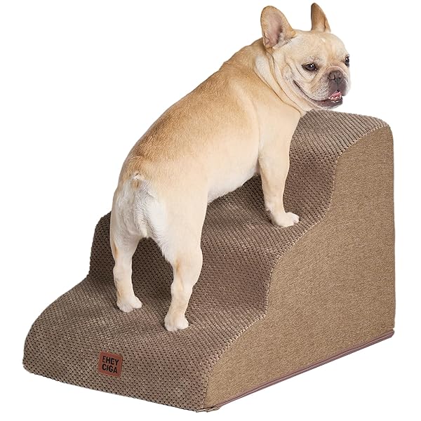 【送料無料】犬階段 3段 カーキ ドッグステップ ペット階段 滑り止め付き 洗える カバー取り外し（3段，カーキ）
