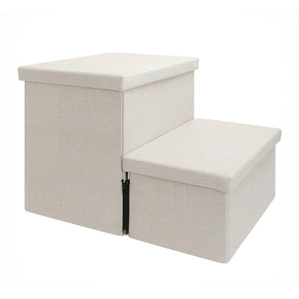 【送料無料】犬 階段 ステップ ペット階段 ドッグステップ 2段 収納型犬用階段 二段犬踏み台 ベッド/ソファー用ステップ 怪我防止 ペット用品 折りたたみ 犬 スロープ (ライトグレー, M, 2)