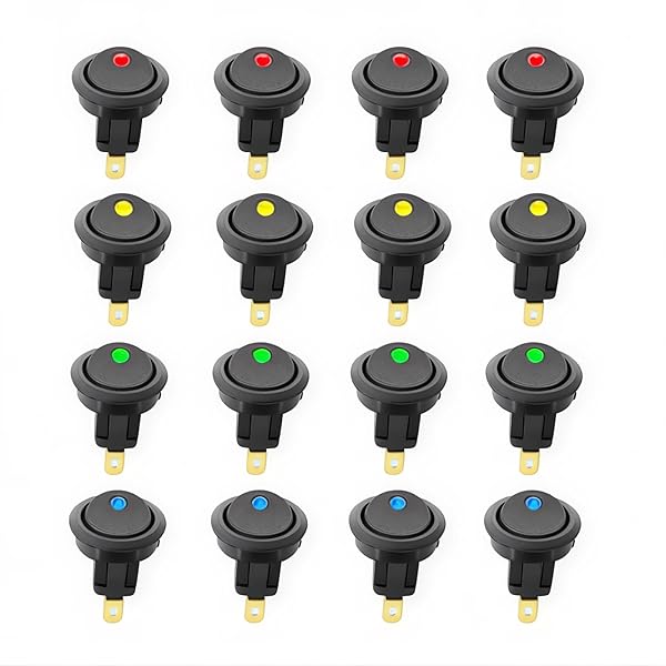 ̵16 pcs ߥ˼֤Υܡ19mm LED󥸥Υååܥ ߥ˴ݤ å֥롼åɥ꡼󥤥 DC 12V 2...