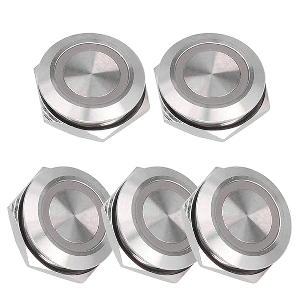 ̵LEDץå她å 19mm ⡼󥿥 ץå ܥ å ƥ쥹 ȥꥻå Ķ ɿ 5 (DC12-24V Ŀ...