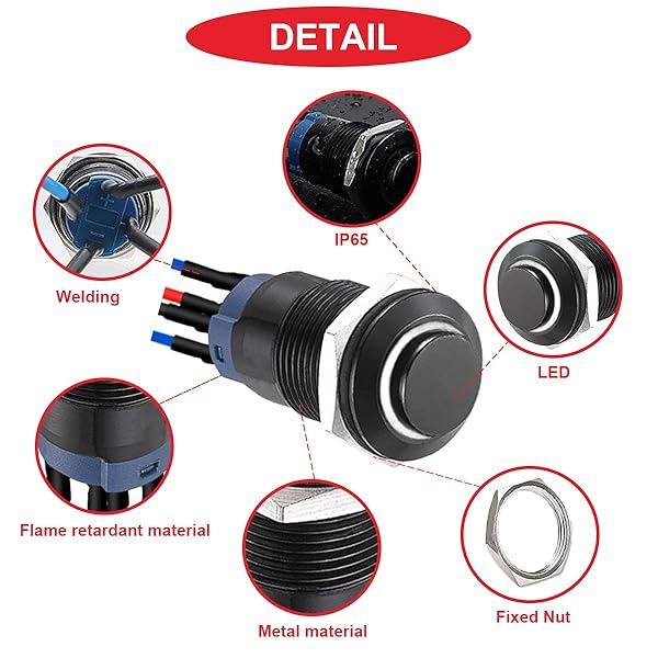 ������̵����3������ 12mm ��å�����LED�ץå���ܥ��󥹥��å� ������°������ IP65�ɿ� 12V 24V 3A DC SPST 2���֥���ե��å���ON OFF�����å� �����Ѥߥ磻�䡼����������å��դ� �� �ܡ�����