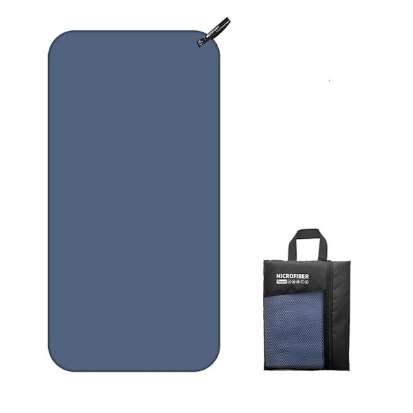 【送料無料】速乾タオル スポーツタオル マイクロファイバー ジムタオル セームタオル バスタオル フェイスタオル ビーチタオル コンパクト 収納袋付き 防臭 超吸水 旅行 登山 水泳 フィットネス キャンプ お風呂に最適 YUYI22(ネイビー,M)