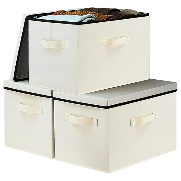 【送料無料】収納ボックス 蓋付き 幅38×奥行25×高さ25cm 折り畳み 3取っ手付き 収納ケース ...