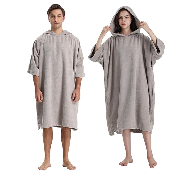 【送料無料】お着替えポンチョ タオル サーフィンポンチョ 着替えタオル サウナポンチョ サーフポンチョ 速乾吸水 長袖 防寒 全6色(シルバーグレー)