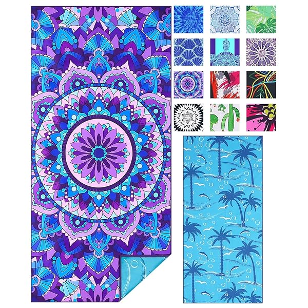 【送料無料】軽量の薄い ビーチタオル マイクロファイバーの大型 超大サンドフリータオルクイックドラ..