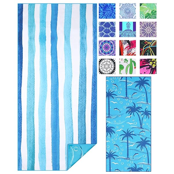 【送料無料】軽量の薄い ビーチタオル マイクロファイバーの大型 超大サンドフリータオルクイックドラ..