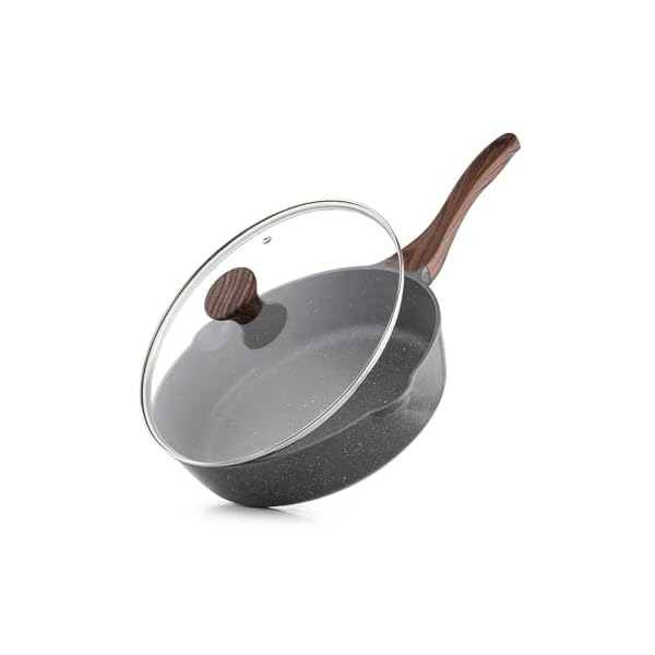 【送料無料】深型フライパン 28cm 蓋付き マーブルコート IH/ガス火対応 炒め鍋 焦げ付きにくい お手入れ簡単 中華鍋 こびりつきにくい 高熱効率 一年 グレー