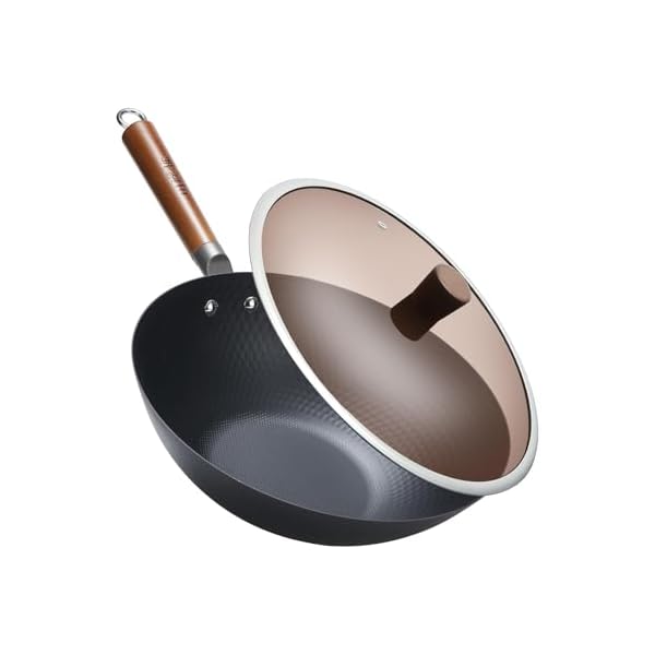 【送料無料】フライパン 深型中華鍋 30cm 炒め鍋 ih ガス対応 軽量 お手入れ簡単 錆びにくい 北京鍋 蓋付き 中華料理店 レストラン 家庭用