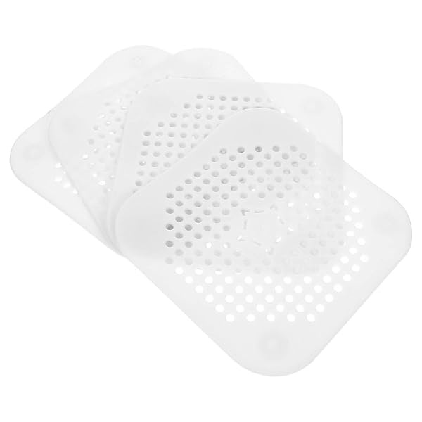 【送料無料】シャワー排水口カバー 4個セット シリコン製 四角い排水ストレーナー キッチン・バスルーム用 髪の毛ャー 洗面所・浴槽・トイレ対応