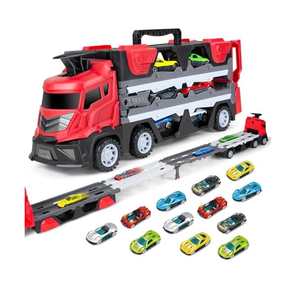 【送料無料】車おもちゃ 建設車両 おもちゃ 1台収納車 12台ミニカーセット はたらく車 可動パッツ ...