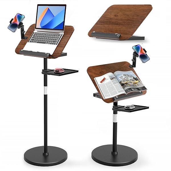 【送料無料】2 in 1多機能スタンドデスク - 高さ調整可能60-132cm、床置き＆卓上兼用音楽スタンド、ス..