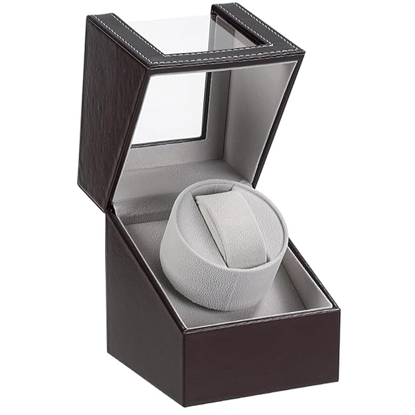 【送料無料】ワインディングマシーン ウォッチワインダー ワインダー 腕時計 自動巻きワインディングマシーン 日本製 マブチモーター自動巻き上げ機 腕時計収納ケース 1本巻き (ブラウン レザー-125C)