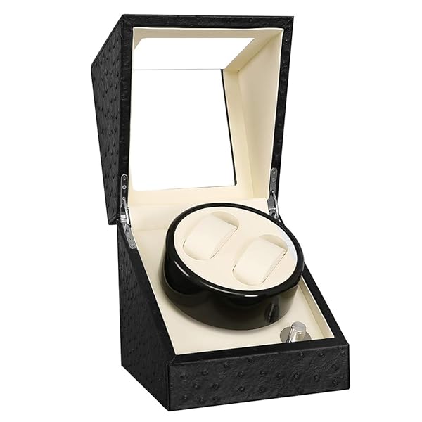 【送料無料】ワインディングマシーン ウォッチワインダー ワインダー 自動巻き時計ワインディングマシーン 日本製 マブチモーター自動巻き上げ機 腕時計収納ケース 4つのモード調整 2本巻き (炭素繊維 レザー-141D-DW)