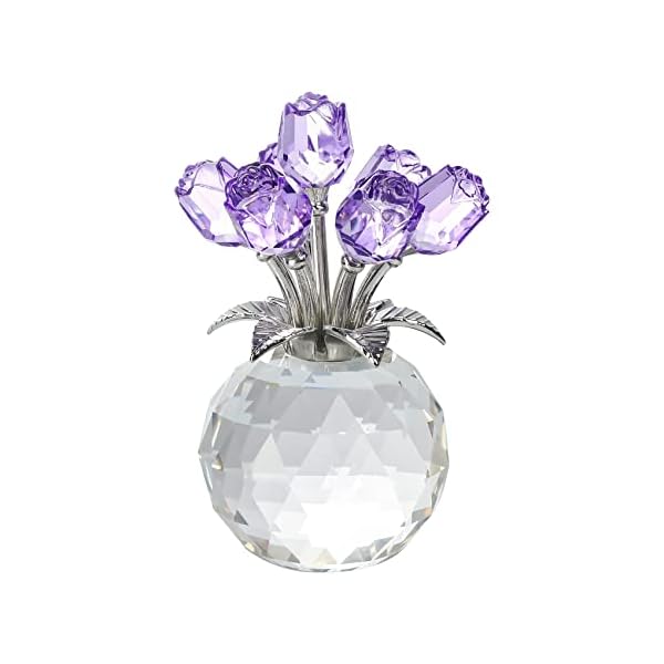 【送料無料】誕生日プレゼント女性 人気 k9クリスタル バラ花 枯れない花 造花 薔薇 インテリア ギフト 結婚祝 記念日 母の日 父の日 クリスマス 退職 お祝い ホワイトデー に適用 母 妻 彼女への贈り物 - パープル