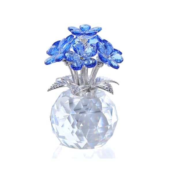 【送料無料】ブルー K9 クリスタル フォーゲットミーノット クリスタルフラワー 忘れな草の花の置物、女性への誕生日プレゼント 友人や姉妹への結婚記念日