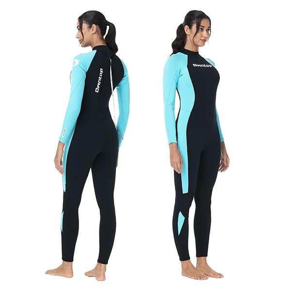 【送料無料】3mmフルレングス ウエットスーツ メンズ レディース - バックジップネオプレンウェットスーツ、サーフィンやシュノーケリング用の保温 超伸縮性 ダイビングスーツ、レディース ブルー M