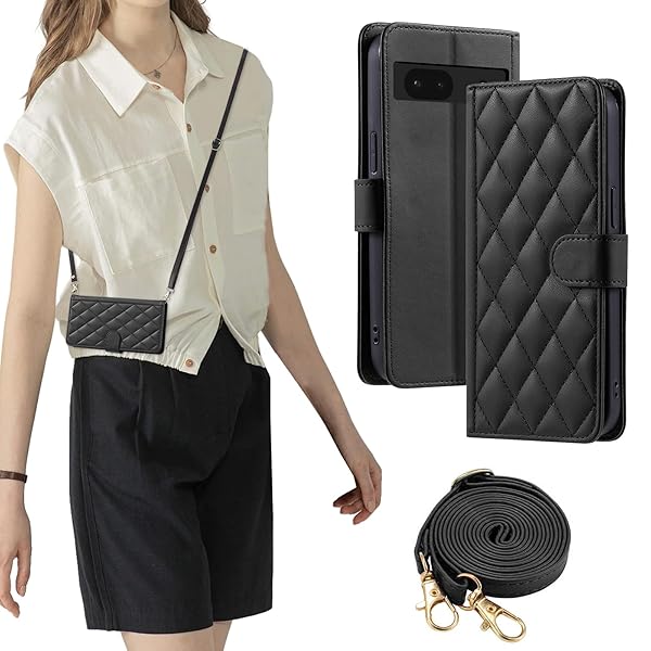 【送料無料】FOR pixel 6a ケース google pixel6a ケース 手帳型 おしゃれ ストラップ付き スタンド機能 カード収納 軽量 薄型 耐衝撃 高級PUレザー 滑り防止 財布型 内蔵マグネット 開閉式 チェック柄 上質 耐摩擦 マ