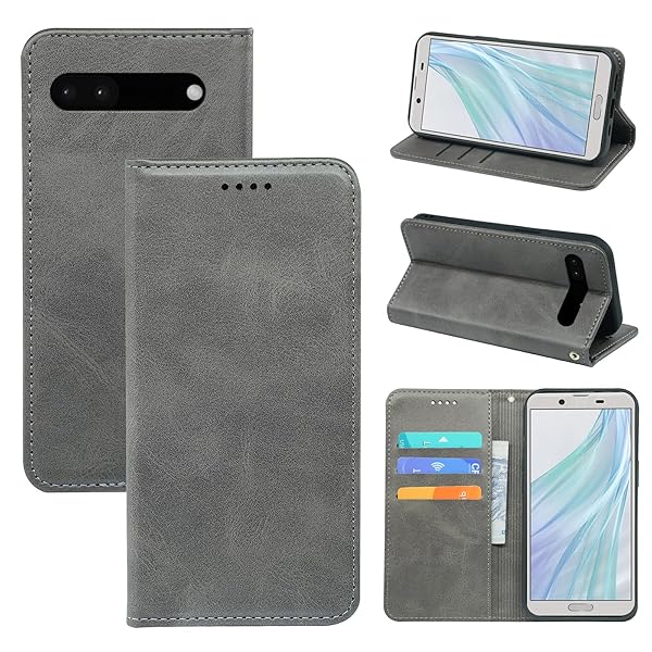 【送料無料】に適用するGoogle Pixel 6A ケース 手帳型 ノートブック型携帯電話保護カバー多機能携帯電話ホルスター財布携帯電話ホルダーバンプパターンテクスチャ耐久性摩擦耐性携帯電話ケース男性と女性に適した多色オプション (グレー)