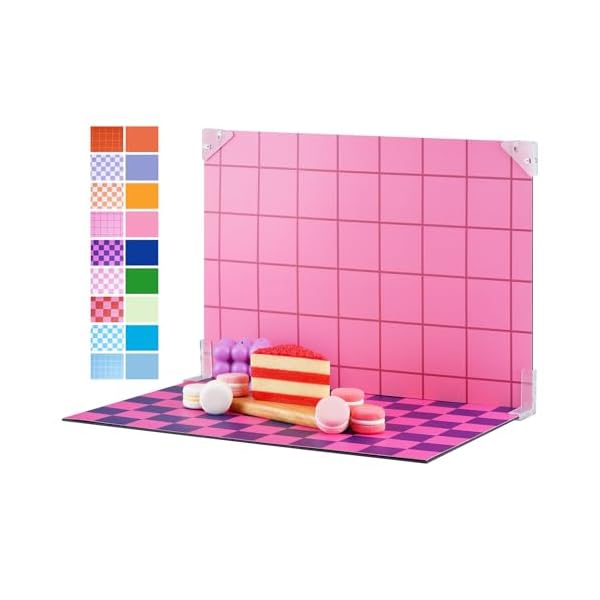 【送料無料】撮影背景セット 背景シート 9枚背景紙 チェックパターン 鮮やかカラー レフ板 A3サイズ 小..