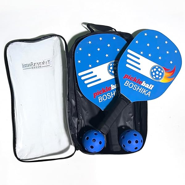 【送料無料】木製ピックルボールセット 初心者向け 2ラケット+2ボール+収納袋付き 軽量設計 屋内外スポーツ用 家族や友達と楽しめる耐久性 ラケットゲーム 天然...