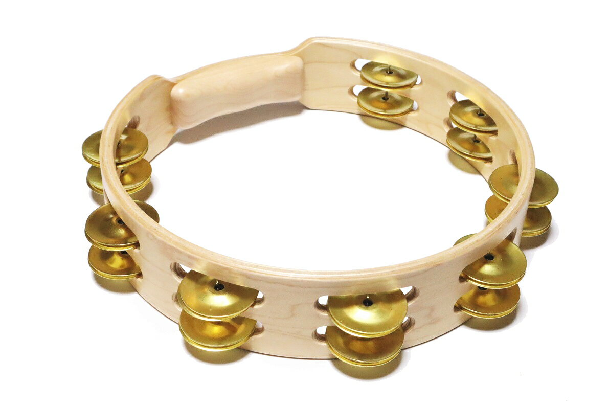 【吹奏楽部におすすめ】 LP社がお届けするプロ仕様のタンバリンです。 店長より・・・ 吹奏楽部の顧問の先生からよくパーカッションについて相談を受けます。 予算が限られている中、出番の比較的少ないパーカッションは、あまりお金をかける事が出来ないのが現状です。 予算内で、コンクールでも使用出来る音が良く、耐久性があるプロ仕様の楽器を探すのは困難です。 今回ご紹介するLPのタンバリンは、プロ仕様レベルのクオリティーながら、比較的にお手頃な価格で購入が可能です。 上質な材を、世界中のプロのパーカショニストから高い支持を得ているパーカション専門の職人が手掛けており、音質はもちろんですが学校などでも使用していただけるタフな仕上がりになっております。 吹奏楽部でグローバー社のタンバリンまでは購入出来ないが、コンクールや演奏会で使用出来るレベルのタンバリンをお探しの方におすすめです。 サウンドは、ジングルがダブルで粒立ちは細かく音量は大きめ、派手で明るいブラス素材を採用し軽快でアップテンポな楽曲におすすめです。 ◆サイズ：10インチ ◆持ち手厚み：約27mm ◆ジングル：ダブル（2連）　x 8 ◆ジングル材：ブラス 【送料無料】 ※申し訳ございませんが、沖縄県/離島への発送は出来ません。