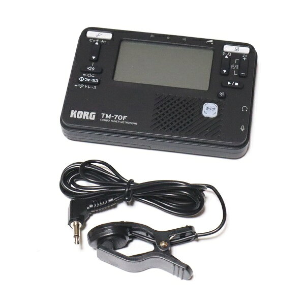 【電池付きと電池無しをお選びいただけます】 TM-70F には購入時は電池は付属しておりません。 駆動には単4乾電池が2本必要となります。 電池をお持ちの方で不必要の方は、「電池無し」、電池が必要な方は「単4電池2本付き」の、選択が可能です。 ※電池はアルカリの単4乾電池になります。 TM-70F BKとJC-04のセット販売！ 別々で購入するよりお買い得です。 店長より・・・ 定番のチューナー・メトロームにお手頃なJOYOのチューナーマイクをセットにしました。 JOYO製のチューナーマイクは安価ですがケーブルが細くコルグ製のチューナーマイクに比べ強度が弱いので、抜き差しの少ないご自宅などでの使用には問題無いと思いますが、吹奏楽部等で頻繁に使用される方や持ち運びの多い方は、高額になりますがヤマハのCM-400 を購入した方が故障が少ないと思います。 JOYOのチューナーマイクは保証書はありませんので、初期不良のみ交換対応致しますが、メーカー保証はありません。 【セット内容】 ◆KORG TM-40F BK（ブラックカラー）：1個 ◆JOYO JC-04（チューナーマイク）：1個 【送料無料】 ■発送は、郵便局のゆうパケット（メール便）にてお送りします。 発送後、数日中に郵便受けに投函されます。 ※日時指定は出来ません。 ◆発送梱包に関してのお願い この商品は、郵便局のゆうパケットでの発送を予定しております。 サイズの都合で、梱包材を巻くと遅れず、他の方法では高額になります。 その旨、梱包材は巻かずに発送します。 ※もし本体の破損等があった場合は交換対応させていただきす。 ※パッケージ箱潰れなどでの交換は出来ませんので了承ください。