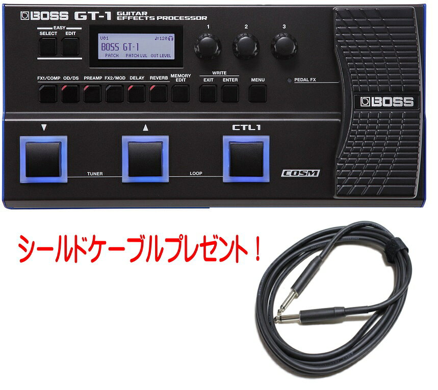 BOSS GT-1 ボス　エレキギター用　マルチエフェクター　シールドケーブルプレゼント！