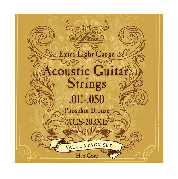 ARIA AGS-203XL Acoustic Guitar Strings Extra Light　アリア　アコースティックギター弦　エクストラ・ライト・ゲ…