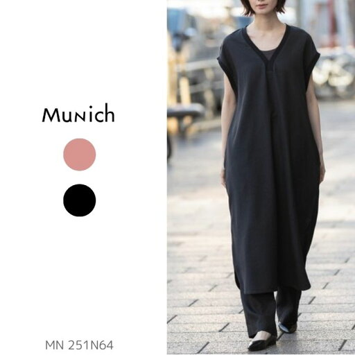 Munich ミューニック【MN251N64】 綿麻ノースリワンピース レディース 春夏 Munich ミューニック【MN251N64】 綿麻ノースリワンピース レディース 春夏