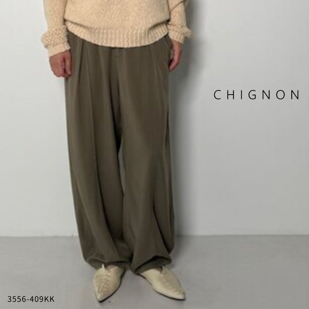Rakuten - CHIGNON ( シニヨン ) 【 3556-409KK 】テンセルコクーンパンツ パンツ コクーン テンセル 落ち感 美脚 タック 体型カバー 大人 きれいめ レディースレディース 秋冬