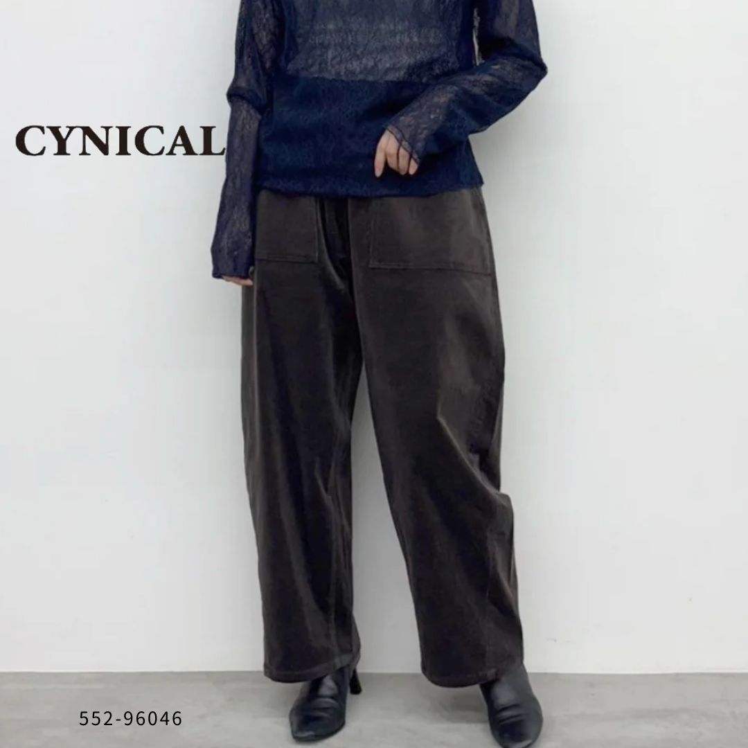 シニカル　ワイドパンツ　ガウチョパンツ　ブルー　水色 シルキーダブルクロスストレートワイドパンツ|LANVIN en Bleu | LANVIN