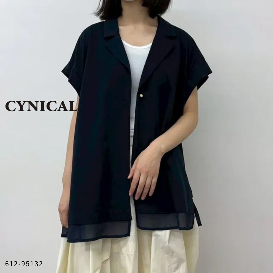 CYNICAL ( シニカル ) CYNICAL シルケット天竺ジョーゼット切替ジレTシャツ ジレ レディース ベスト シアー 切替 体型カバー 40代 上品 大人 女性 きれいめ カジュアル ゆったり 春 夏 羽織 トレンド