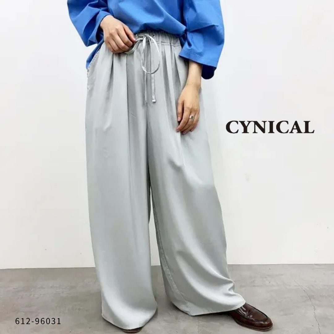 Rakuten - CYNICAL ( シニカル ) 【 612-96031 】テンセルツイルイージーワイドパンツ ワイドパンツ レディース 40代 50代 テンセル イージーパンツ 落ち感 きれいめ ウエストゴム 体型カバー 上品 大人レディース